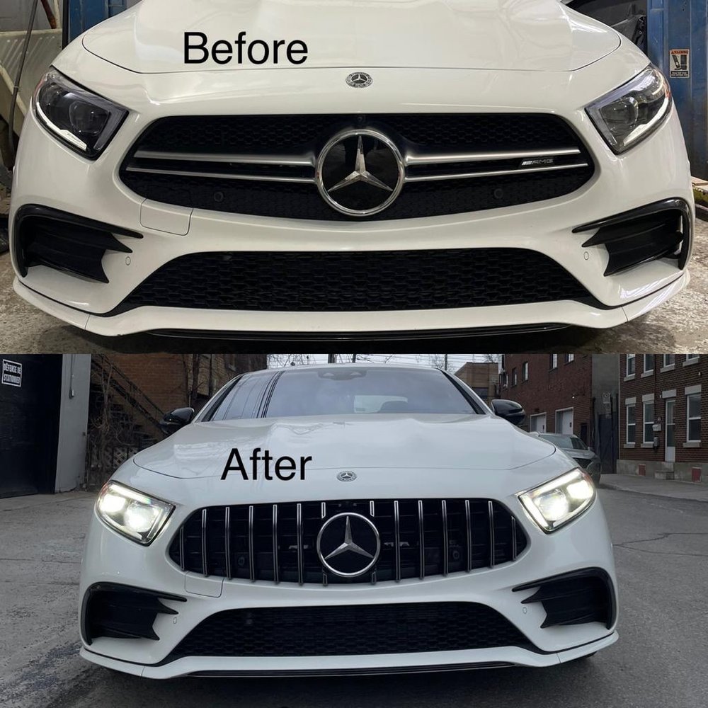 Mercedes blanche avant et après le travail